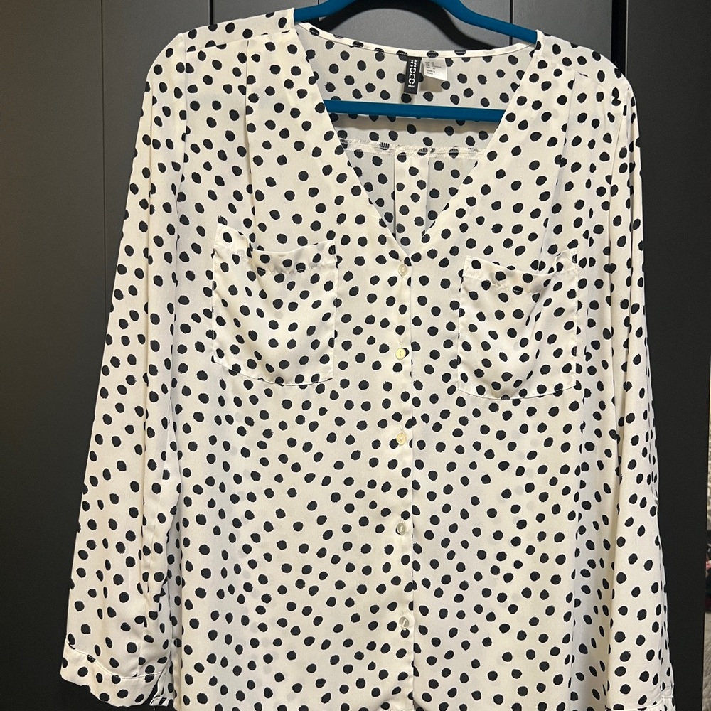 H&M Black and White Polka Dot Blouse